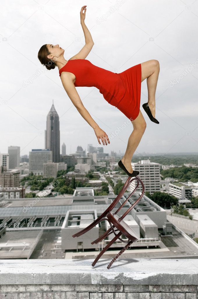 A woman falling