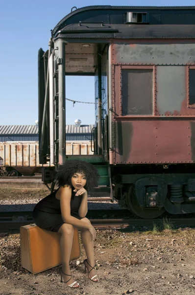 African American black going on Vacation — Stock Photo, Image