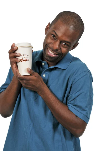 Hombre negro bebiendo café —  Fotos de Stock