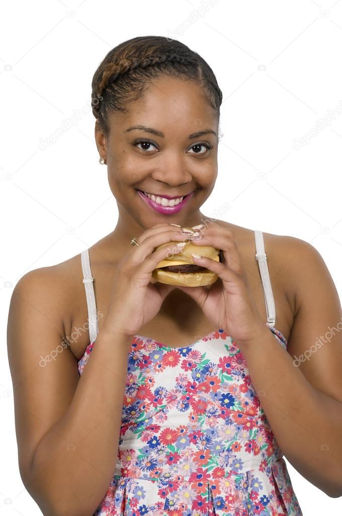 Woman with Hambrger 