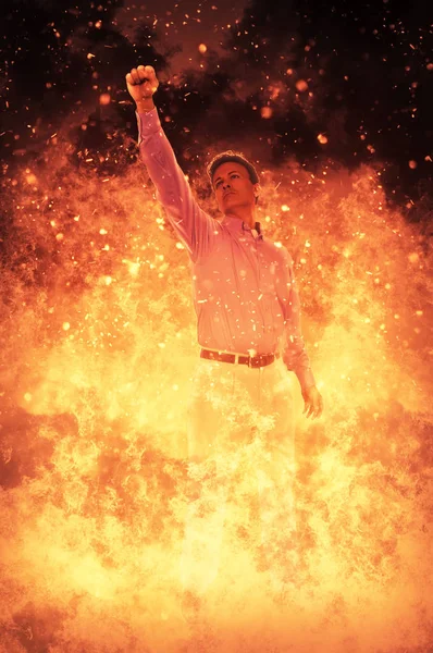 Muž v ohni — Stock fotografie