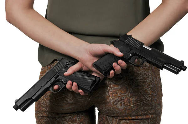 Woman with Guns — Stock Photo, Image