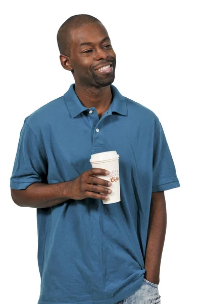 Homme noir Boire du café — Photo