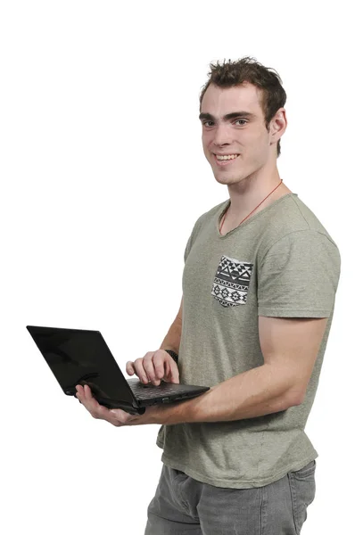 Man met laptop — Stockfoto