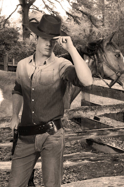 Handsome cowboy man