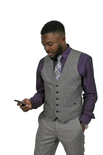 Black Man on a Cell Phone — Stock Photo, Image