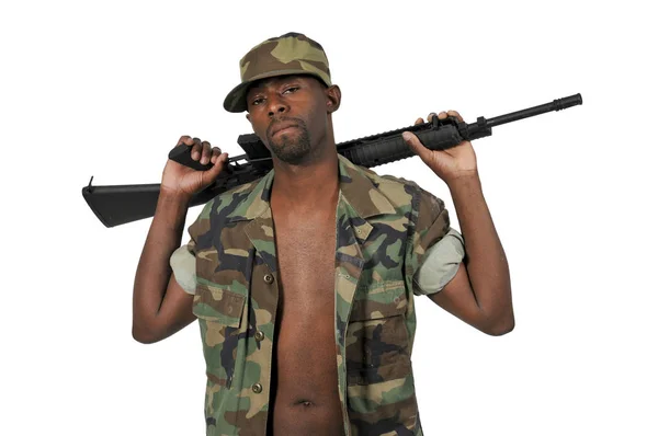 African American svart Man soldat — Stockfoto