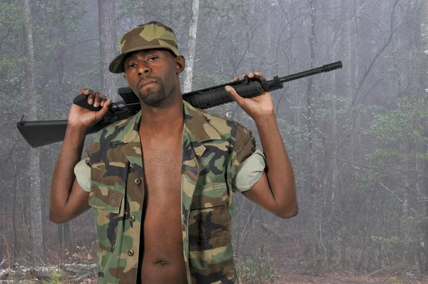 Afro-amerikai fekete férfi katona — Stock Fotó