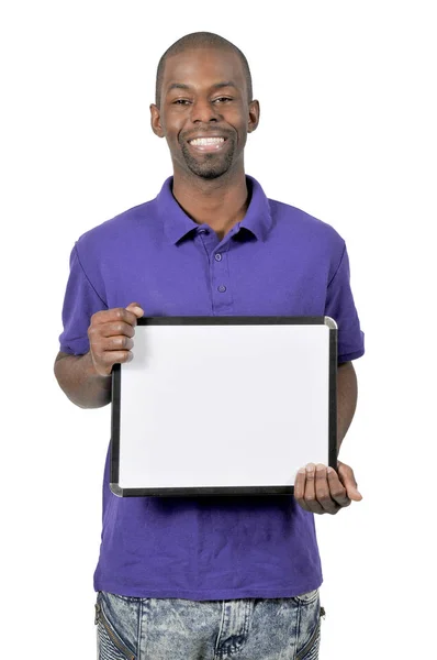 Man Holding Blank Sign — Stock Photo, Image
