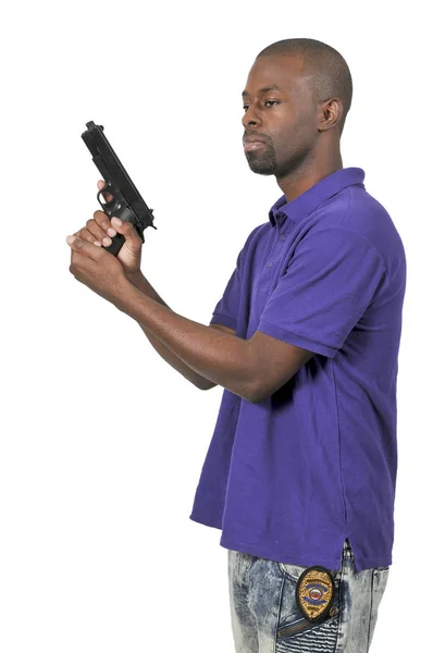 Police Detective with gun — Stock Photo, Image