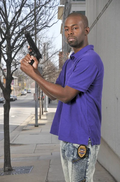 Police Detective with gun — Stock Photo, Image