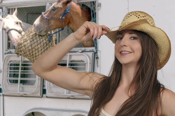 Young Woman Cowgirl — Stock Photo, Image