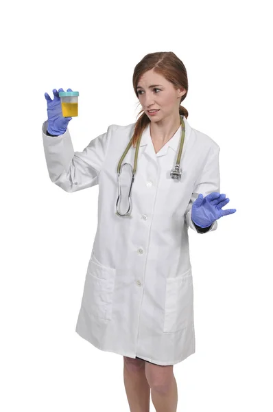 Woman Doctor with Urine Sample — Stock Photo, Image