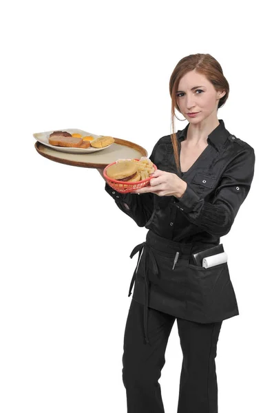 Woman server or waitress — Stock Photo, Image