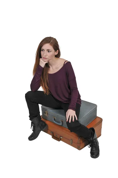 Vrouw op of ga je op vakantie — Stockfoto