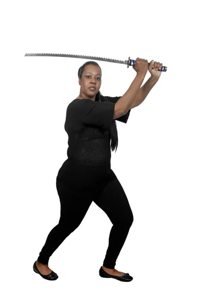 Mulher Samurai Espadachim — Fotografia de Stock