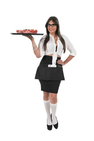 Woman server or waitress — Stock Photo, Image