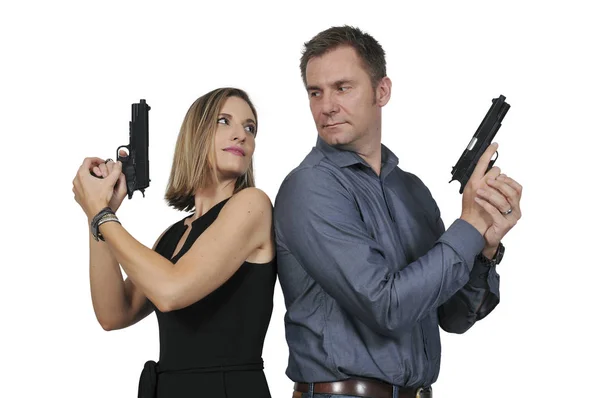 Man and woman spies — Stock Photo, Image