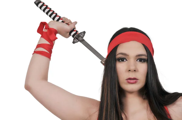 Vrouw Samurai zwaardvechter — Stockfoto