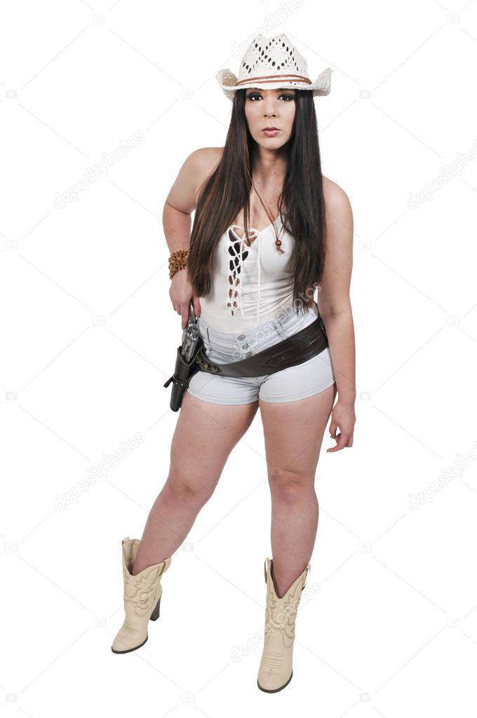 Western woman gun slinger outlaw