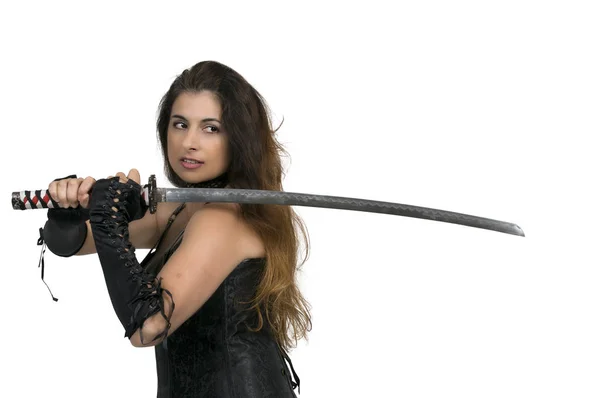 Vrouw Samurai zwaardvechter — Stockfoto