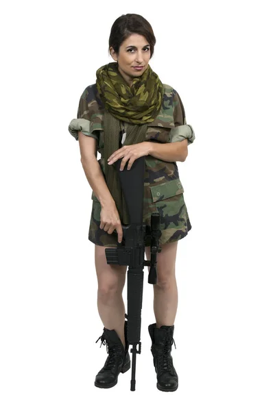 Ung kvinna soldat — Stockfoto