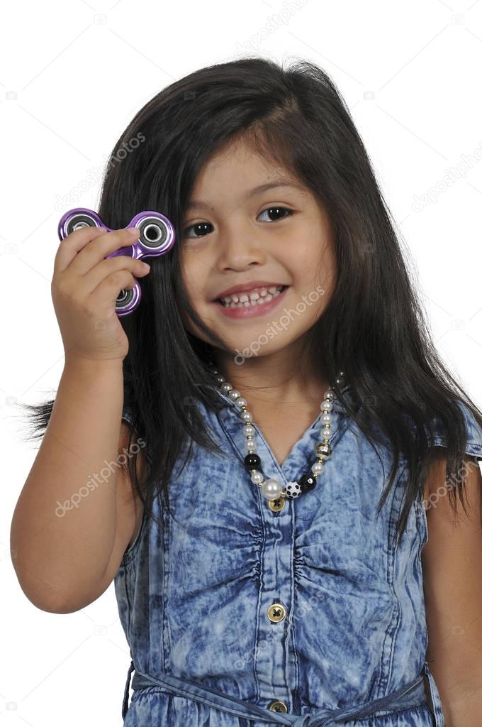 Girl with fidget spinner