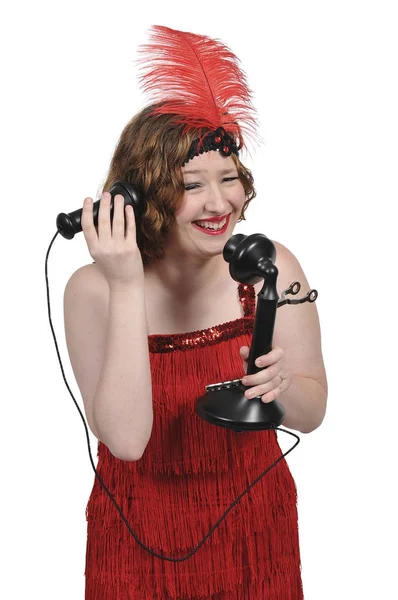 Vrouw aan de telefoon — Stockfoto