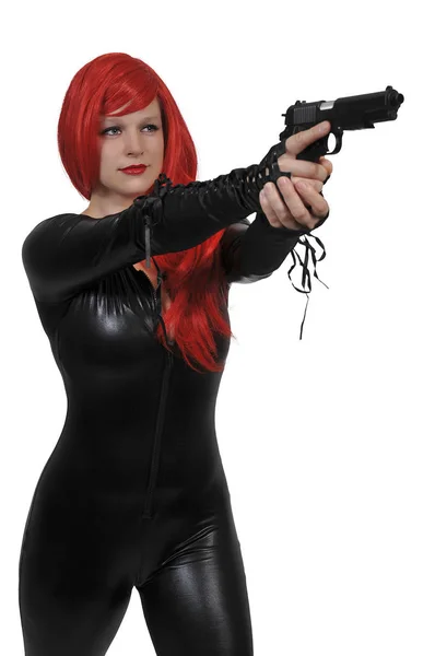 Donna con pistola — Foto Stock