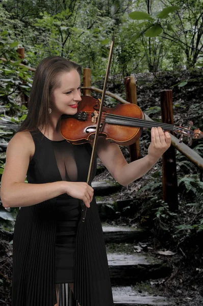 Mulher tocando violino — Fotografia de Stock