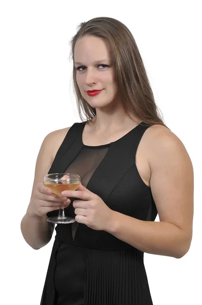 Kvinna med champagne — Stockfoto