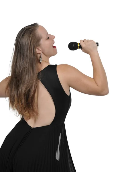 Güzel kadın şarkıcı — Stok fotoğraf