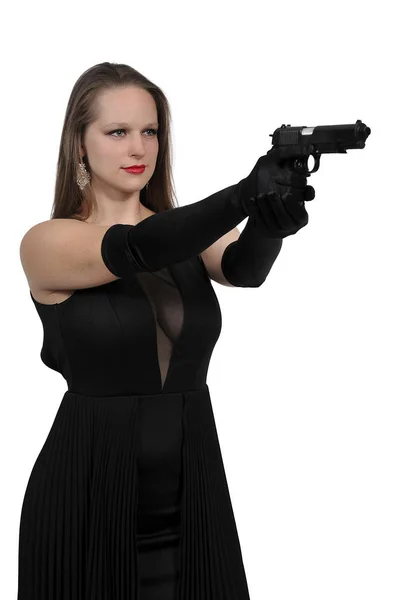 Woman with Gun — Stock Photo, Image