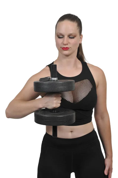 Frau, die mit Gewichten arbeitet — Stockfoto