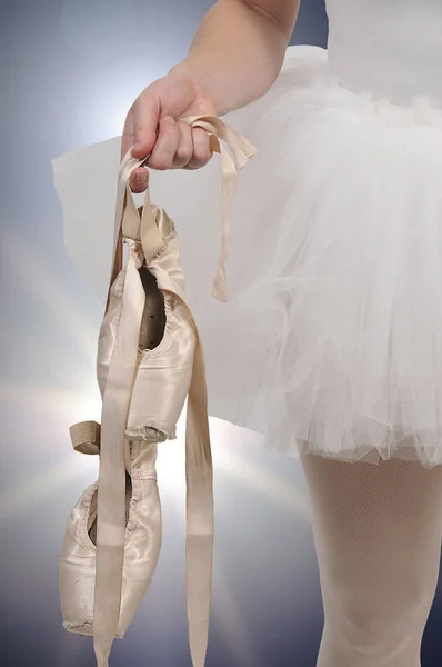 Woman ballerina with pointe shoes — Stock Photo, Image
