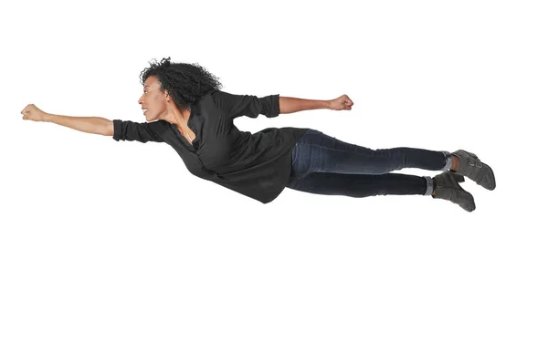 Mujer que cae o volando — Foto de Stock
