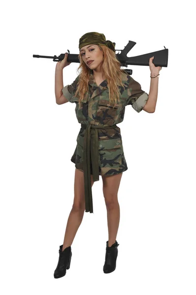 Mujer joven soldado — Foto de Stock