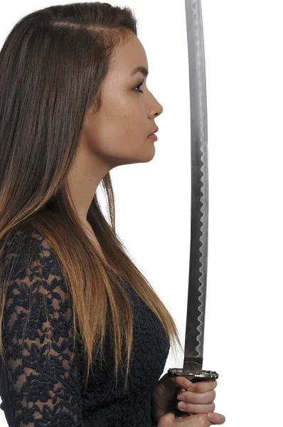Mujer Samurai Espadachín — Foto de Stock