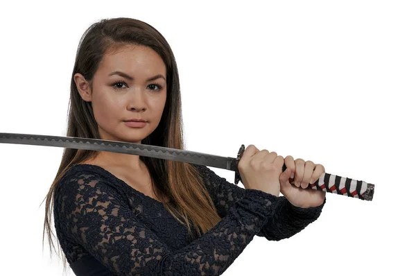 Woman Samurai Swordsman — Stock Photo, Image