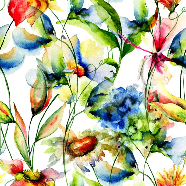 Papier peint sans couture avec des fleurs stylisées — Photo