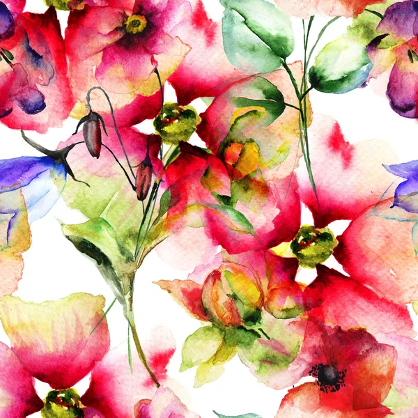 Summer seamless pattern with flowers Stock Photo
