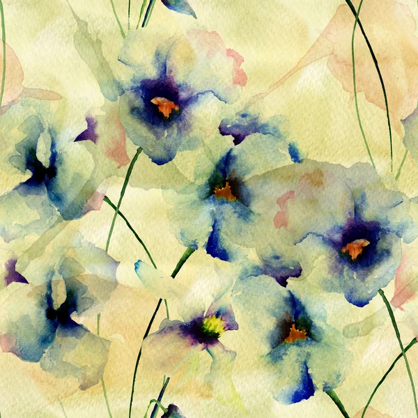 Varrat nélküli tapéta-val kék árvácska virágok — Stock Fotó