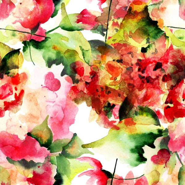 Seamless pattern with stylized Hydrangea flowers — Stock Photo, Image