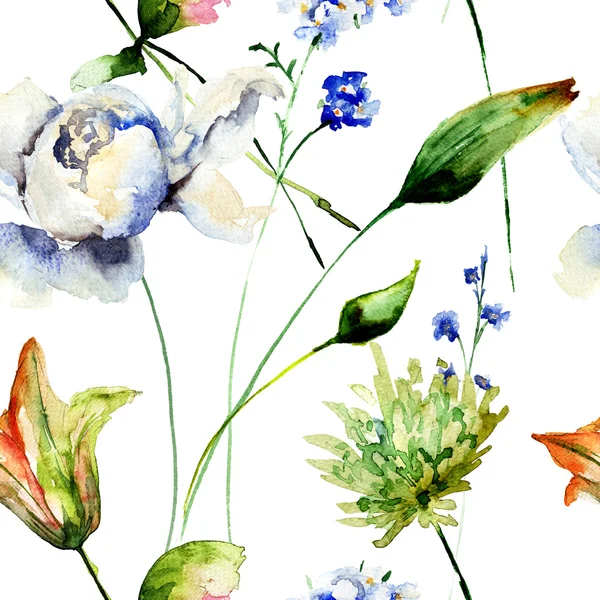 Bezešvé vzor s dekorativní letní květiny — Stock fotografie