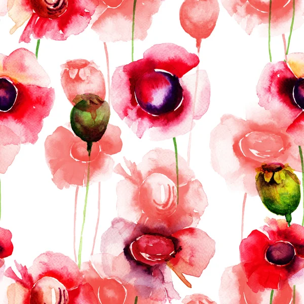 Безшовні шпалери з літніми квітами — стокове фото