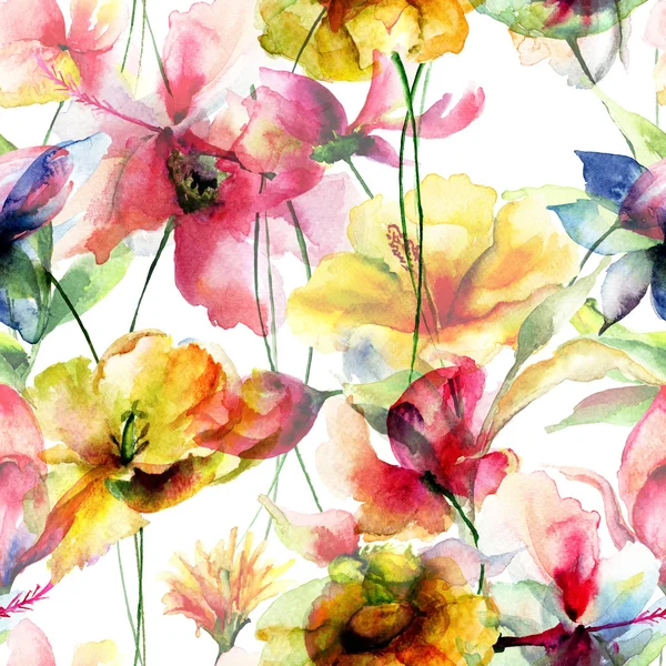 野生の花でシームレスな壁紙 — ストック写真