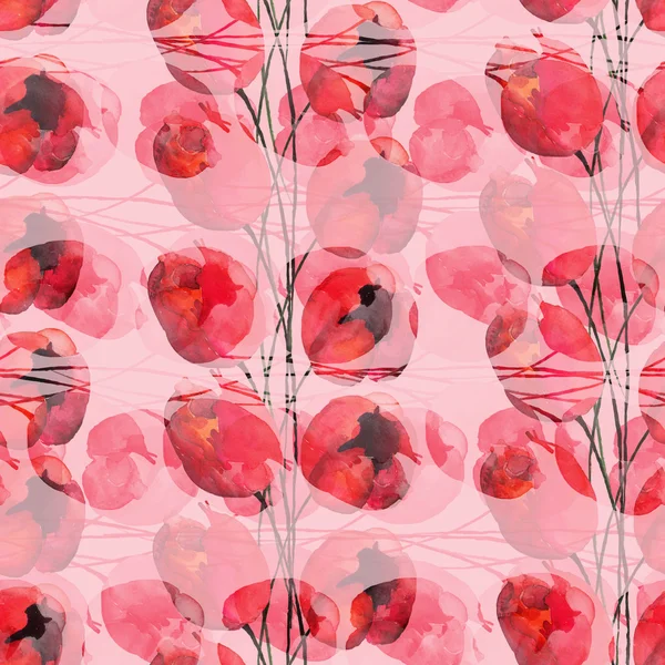 Modèle abstrait sans couture avec des fleurs de tulipes — Photo