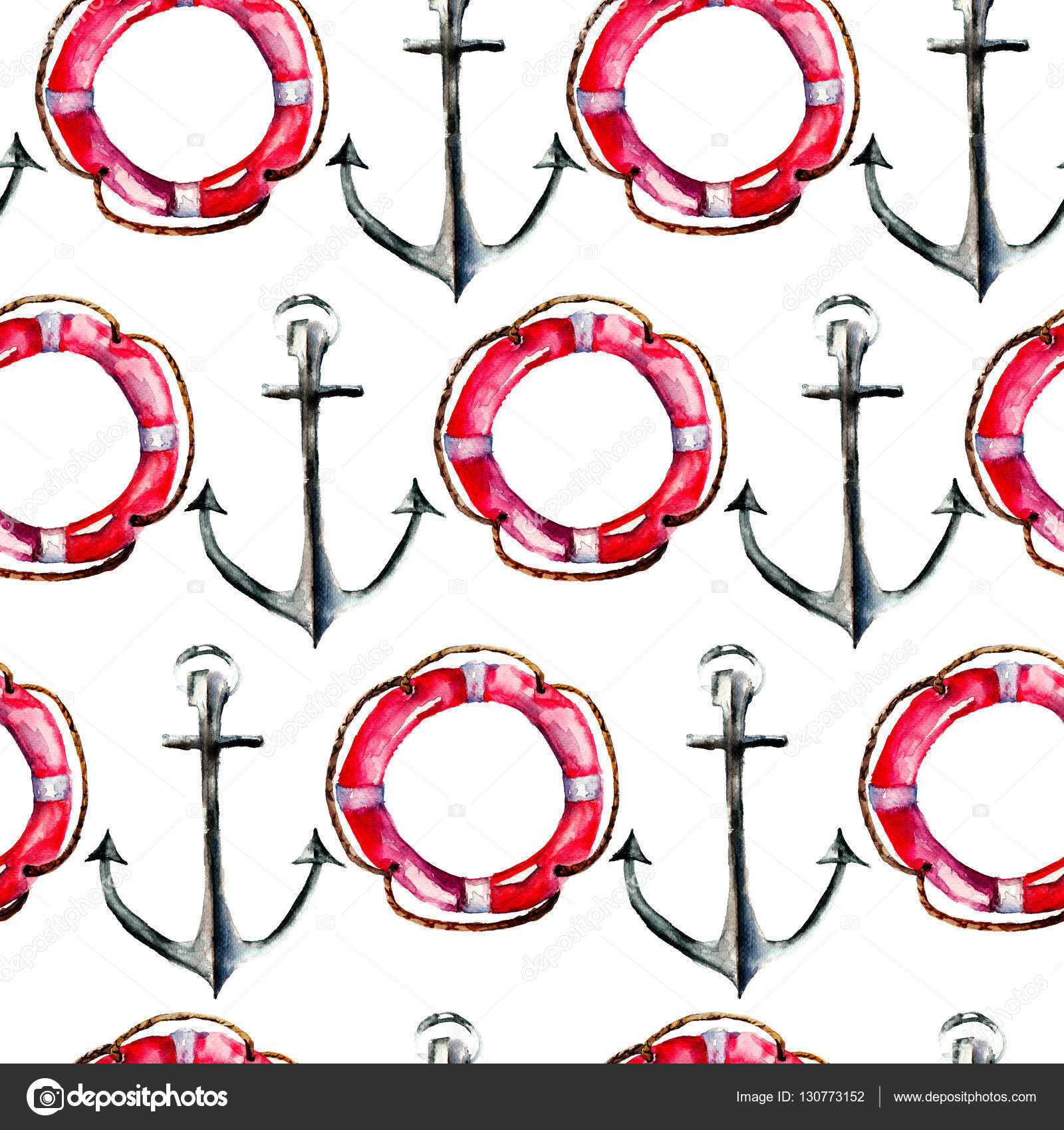 Seamless wallpaper with Life buoy and anchor — Stock Photo © Jershova