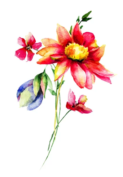 Jarní květy akvarel ilustrace — Stock fotografie
