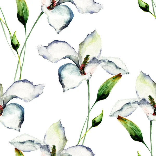 Fondo de pantalla sin costuras con flores de lirio —  Fotos de Stock